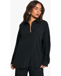 Boohoo - Crinkle Textured Oversized Shirt - Lyst