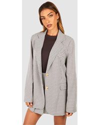 Boohoo - Tonal Textured Check Relaxed Fit Blazer - Lyst
