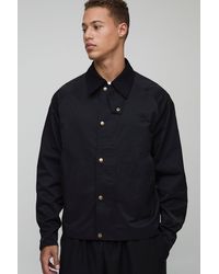 BoohooMAN - Tall Cord Collar Embroidered Worker Jacket - Lyst