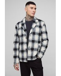 Boohoo - Abrigo Tall Oversize Recto De Cuadros Cardados - Lyst