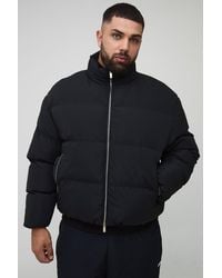 BoohooMAN - Plus Boxy Fit Funnel Neck Puffer Coat - Lyst