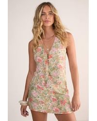 Nasty Gal - Floral Halter Neck Button Tank - Lyst
