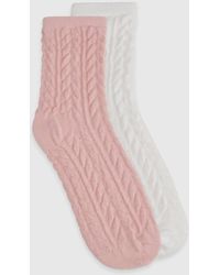 Boohoo - Super Soft Cable Knit Fluffy Socks 2 Pack - Lyst