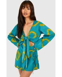 Boohoo - Tie Dye Ruched Mini Skirt - Lyst