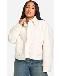 Boohoo - Plus Collared Boucle Wool Look Jacket - Lyst