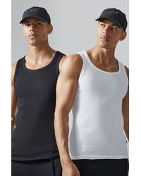 BoohooMAN - Man Active Gym Muscle Fit 2 Pack Ribbed Vests - Lyst
