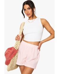 Boohoo - Petite Gingham Shorts - Lyst