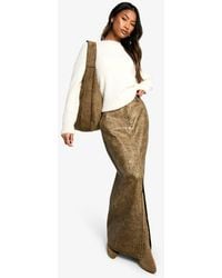 Boohoo - Washed Pu Split Front Maxi Skirt - Lyst