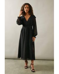 Wallis - Occasion Metallic Spot Twist Midi Dress - Lyst