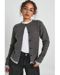 Boohoo - Double Layer Button Through Knitted Cardigan - Lyst