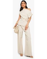 Boohoo - Woven Elasticated Waist Straight Leg Trouser - Lyst