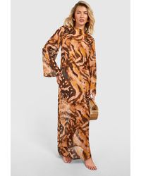 Boohoo - Printed Open Back Beach Mini Dress - Lyst
