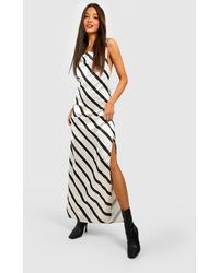 Boohoo - Striped Satin Slip Maxi Dress - Lyst