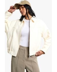 Boohoo - Textured Wool Look Bomber Jacket - Lyst