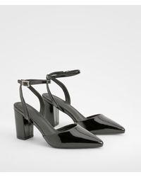 Boohoo - Patent Block Heel Court Shoes - Lyst