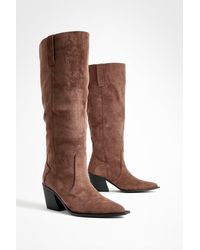 Boohoo - Wide Fit Western Cowboy Knee High Boots - Lyst