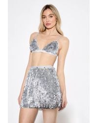 MissPap - Premium Mixed Sequin Embellished Mini Skirt - Lyst