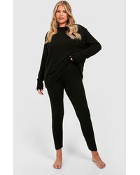 Boohoo - Plus Knitted Crew Neck And Legging Set - Lyst