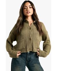 Boohoo - Button Through Soft Knit Cardigan - Lyst