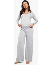 Boohoo - Maternity Long Sleeve Jersey Top & Trouser Pj Set - Lyst