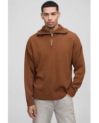 Boohoo - Jersey Oversize De Punto Con Caída En Los Hombros Y Cuello Alto - Lyst