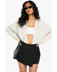 Boohoo - Tailored Wrap Front Mini Skort - Lyst