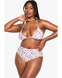 Boohoo - Plus Ditsy Floral Triangle Bikini Set - Lyst