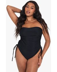 Boohoo - Plus Swimwear Essentials Ruched Tummy Control Bathing Suit - Lyst