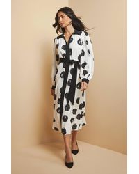 Wallis - Spot Contrast Panel Midi Shirt Dress - Lyst