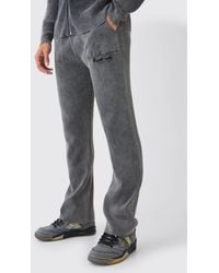 BoohooMAN - Relaxed Fit Acid Wash Ribbed Knitted Joggers - Lyst