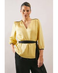 Wallis - Satin Belted Blouse - Lyst