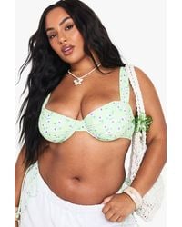 Boohoo - Plus Floral Underwired Balcony Bikini Top - Lyst