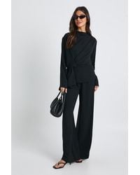 Boohoo - Woven Drape Long Sleeve Blouse & Trouser Co-Ord - Lyst