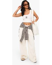 Boohoo - Petite Pintuck Detail Straight Leg Jogger - Lyst