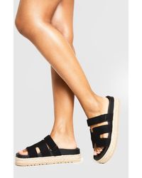 Boohoo - Faux Suede Woven Flatform Sliders - Lyst