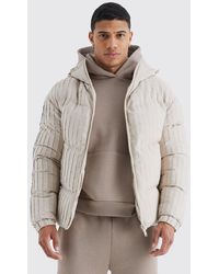 BoohooMAN - Pleated Puffer With Hood - Lyst