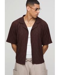 BoohooMAN - Kastiges Oversize Lochmuster-Hemd - Lyst