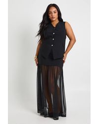 Boohoo - Plus Button Waistcoat And Mesh Insert Skirt Co-Ord - Lyst