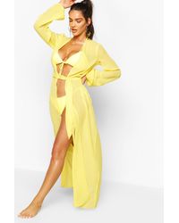 Boohoo Kimono Maxi De Plage - Jaune