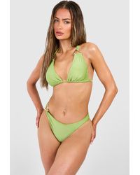 Boohoo - Triangle Trim Halter Bikini Top - Lyst