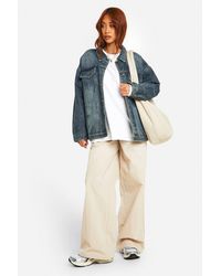 Boohoo - Vintage Wash Fleece Lined Denim Jacket - Lyst