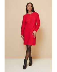 Wallis - Petite Viscose Ponte Keyhole Detail Shift Dress - Lyst