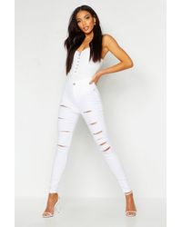 Boohoo Legging Taille Haute Aspect Vieilli Collection Taille Unique - Blanc