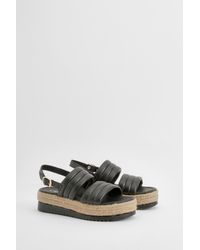 Boohoo - Wide Fit Padded Double Strap Flatforms - Lyst