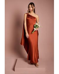 Coast - One Shoulder Satin Maxi Bridesmaid Dress With Trim - Lyst