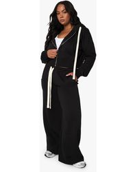 Boohoo - Plus Contrast Drawcord Straight Leg Jogger - Lyst