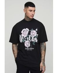 BoohooMAN - Tall Oversized Extended Neck Official Floral Print T-shirt - Lyst