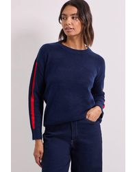 Dorothy Perkins - Stripe Sleeve Crew Neck Sweater - Lyst