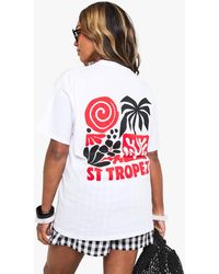 Boohoo - Camiseta Plus Oversize Con Estampado De St. Tropez - Lyst