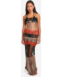 Boohoo - Ladder Knit Colour Block Beach Maxi Dress - Lyst